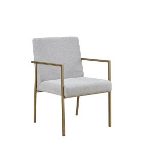 Modrest Burnham Modern White &amp; Brass Arm Dining Chair