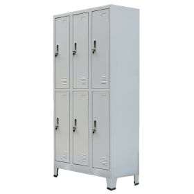 Locker Cabinet with 6 Compartments Steel 35.4"x17.7"x70.9" Gray