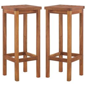 Bar Chairs 2 pcs Solid Acacia Wood