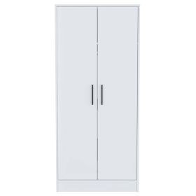 Rio Double Door Armoire; One Cabinet; Hidden Drawer (Color: White)